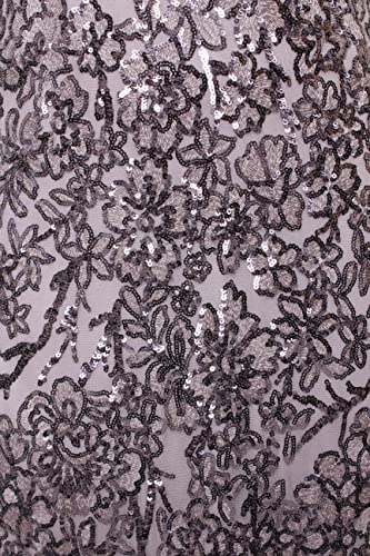 Image of Alex Evenings Women's Long Mother of The Bride Sequin Dress with Cold Shoulder Flutter Sleeves (Petite and Regular Sizes)