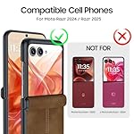 for Motorola Razr 2024 Case/Razr 2025 Case, Built-in Screen Protector & Hinge Protection & Ultra Thin PU Leather Matte PC Shockproof Phone Cover Smartphone Case for Moto Razr 2024/2025(Brown) - Image 2