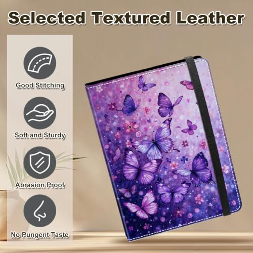 Image of Photo Album 4x6 120 Photos with Strong Elastic Band, Purple Butterfly | Large Capacity Premium Leather Picture Album, Portable Wallet Albums Photo Book for Family Anniversaries Wedding Baby