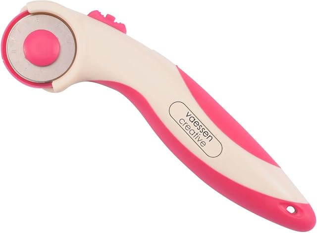 Vaessen Creative 1004-0007 Rotary Cutter with Ergonomic Handle and Adjustable Diameter Blade for Right Handed DIY, Sewing and Crafts, Ø 28 mm