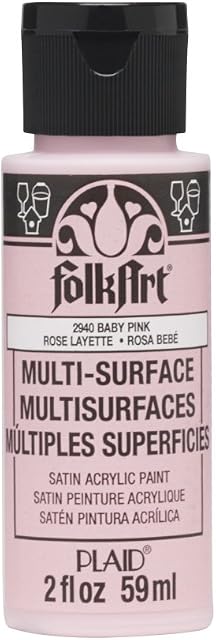 FolkArt Multi-Surface Satin Acrylic Paint, Baby Pink, 59 ml (Pack of 1)