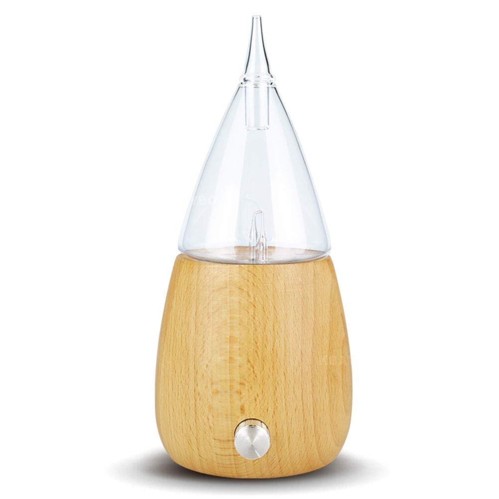 Essential Oil Nebulizer Diffuser Glass, Pure Essential Oils Fragrances Aromatherapy Wood & Glass Diffuser for Home Office Hotel SPA (Color : Light wood grain)