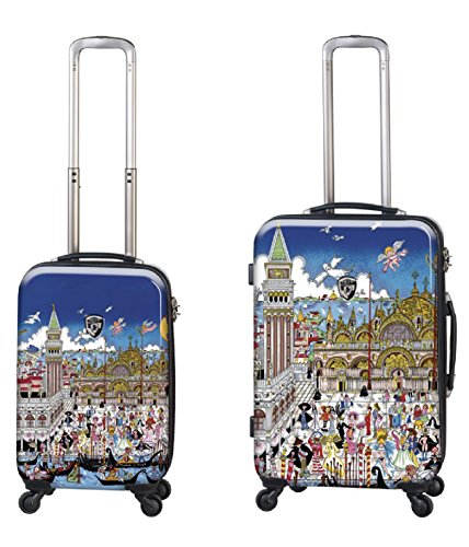 Preisvergleich Produktbild Kofferset, Gepäckset, Reisegepäck by Heys - Premium Designer Hartschalen Kofferset 2 TLG. - Künstler Fazzino Venezia Handgepäck + Koffer mit 4 Rollen Medium