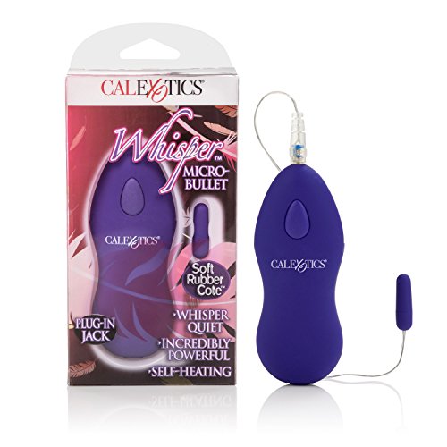Calexotics Whisper Micro Bullet – Self Heating Wired Pocket Bullet Vibrator - Remote Control Sex Toys For Couples - Adult Egg Massager - 1.25 Inch - Purple #TOP1