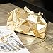 Reberomantic Women Lattice Pattern Metal Handbag Chain Geometric Evening Clutch Purse, Gold