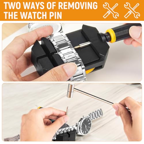 Image of Serplex Watch Link Repairing Removal Tool Set with Pin Remover, Spring Bar Tool, Hammer, Pin Punches & Replacement Pins, for Bracelet Adjustment & Replacement, Pin Remover for Sizing Strap