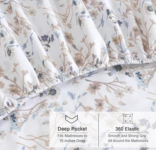 RUVANTI 100% Cotton Organic Queen Sheets, Percale Queen Sheet Set, Tranquil by RUVANTI - Used condition - Image 7