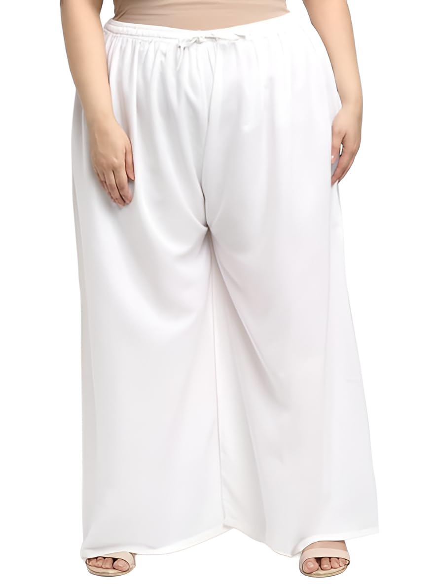 NAM Plus Size Solid White Palazzo Trousers, Relaxed Fit for Plus Size Women, 3XL to 8XL-picture-29