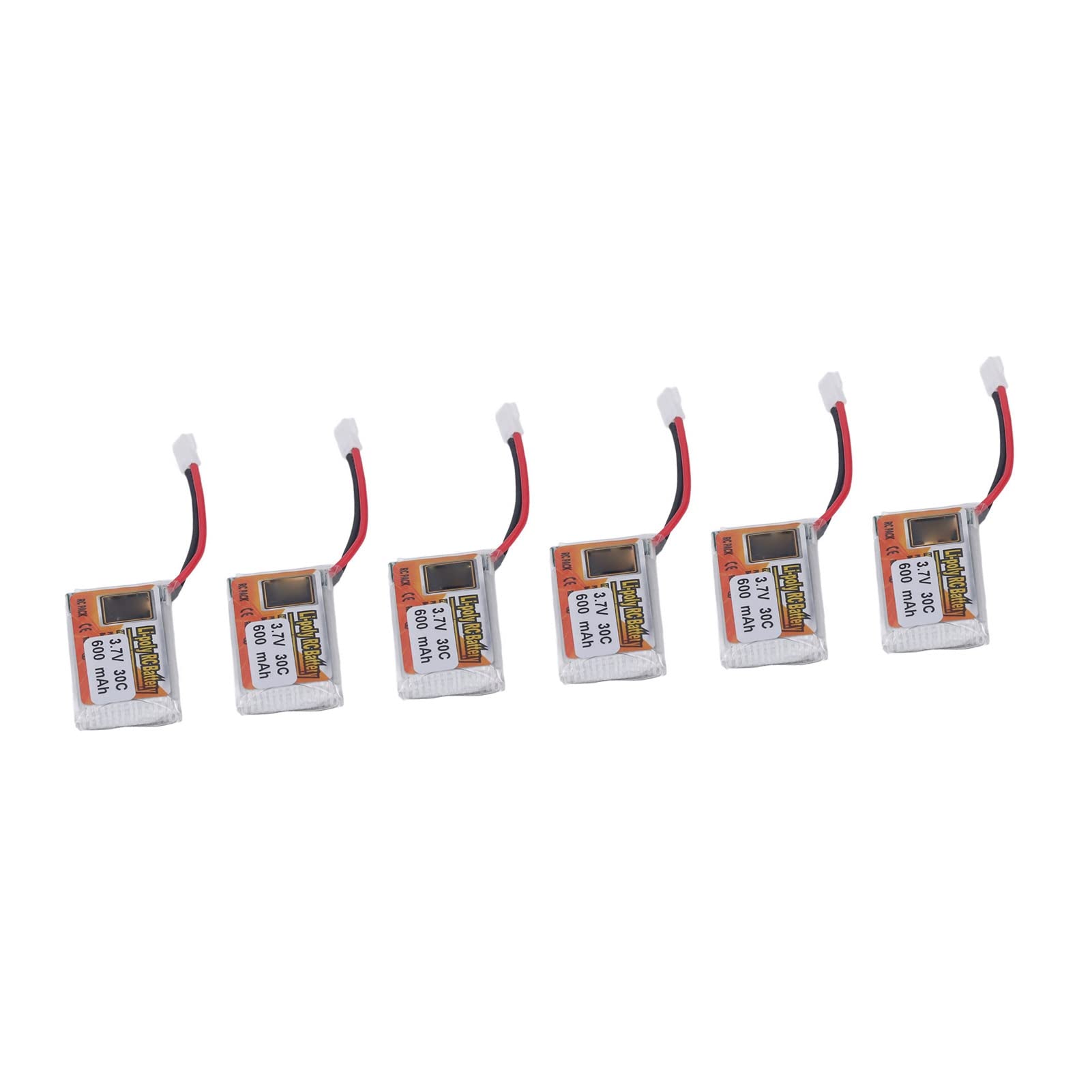 KIMISS 6pcs 600mAh 1s 30c Li PO Battery Pack 3,7 V mit XH2.54 Weißer Stecker für RC -Autos - Schnelles Lade Li Poly RC Akku