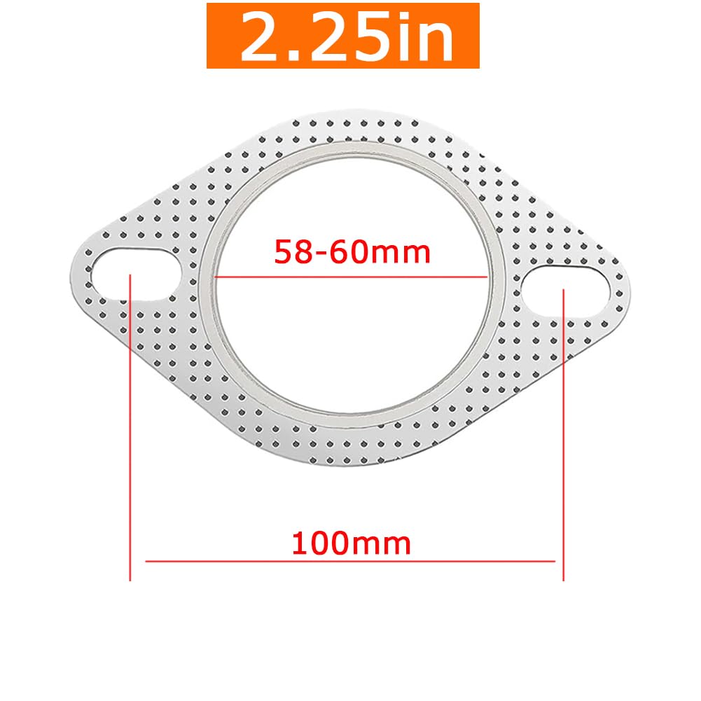 2 pezzi Guarnizione di Scarico, Guarnizioni di Scarico Delle Automobili,Guarnizioni Scarico Per Tubo Collettore Flangia Guarnizi (2.25in Inner Diameter,58-60mm/100mm)