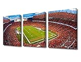 3 Panel Denver Canvas Wall Art American Soccer Prints Sports Artwork Wall Decor Stadium Picture Canvas Art for Bedroom Living Room Broncos Stadium Paintings Posters Framed Ready to Hang (42'Wx20'H)