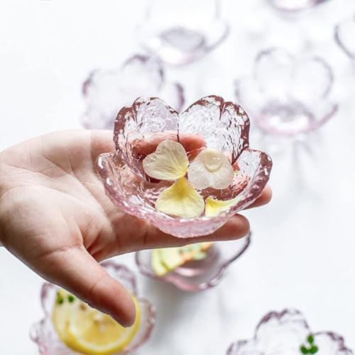 6 Pcs Glass Seasoning Dishes Small Sauce Bowls Sauce Plate Soy Sauce Dish Glass Cherry Blossom Bowl Snack Bowls For Housewarming Christmas Valentine's Day Mother's Day #TOP3