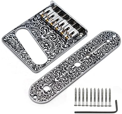 Telecaster Bridge & Control Plate Set – Gold, Mit Graviertem Muster, Für Fender Tele 6-Saiter E-Gitarren