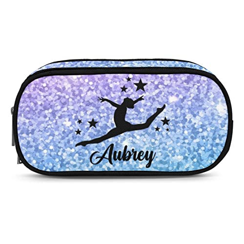 Yeshop Gymnastic Pink Purple Sequins Personalized Pencil Case Pouch Bag for Kids,Teen Girls & Boys,Zipper Pouch for Organizer Supplies Gift