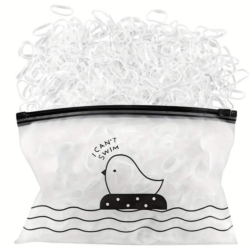 1000 gomas de pelo para niñas, mini ligas de cabello y accesorios de peinado suaves y resistentes, Gomas elásticas para trenzas, perfectos para uso diario y peinados infantiles (Transparente)