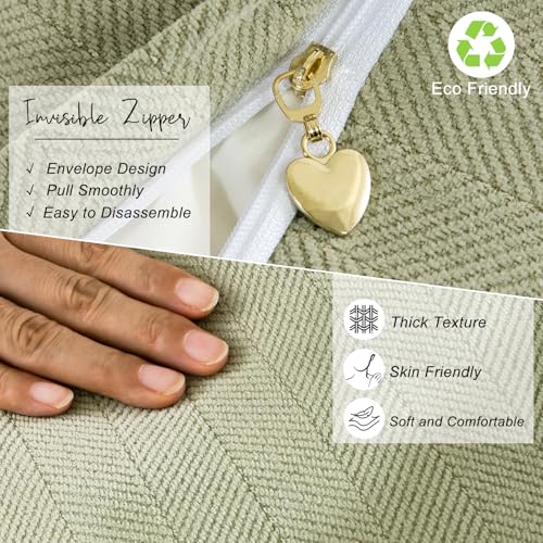 Image of ZWJD Sage Green Pillow Covers 24x24 Set of 2 Chenille Throw Pillow Covers with Elegant Design Soft and Luxurious Decorative Throw Pillows for Couch, Bed, and Home Decor