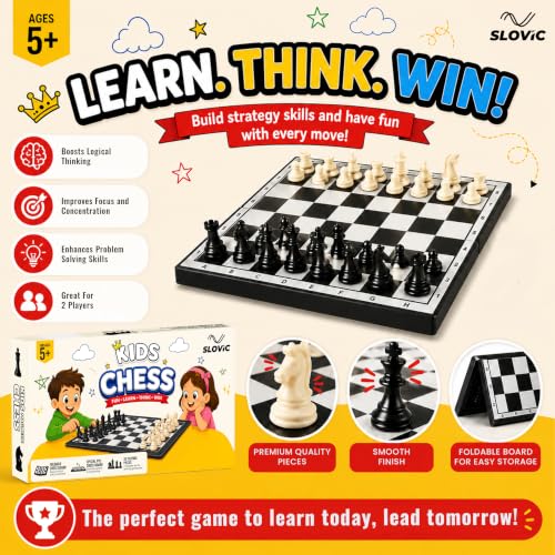Image of Slovic Chess Board Set [14 Inches] | Chess Board Games for Adults Family & Kids | Foldable & Portable Chess Board Games