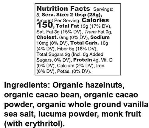 Fine & Raw Sugarless Chocolate Hazelnut Butter Spread 8 Ounce – Clean Ingredients, Vegan, Keto Friendly, Organic Chocolate Hazelnut Spread (Sugarless Hazelnut)