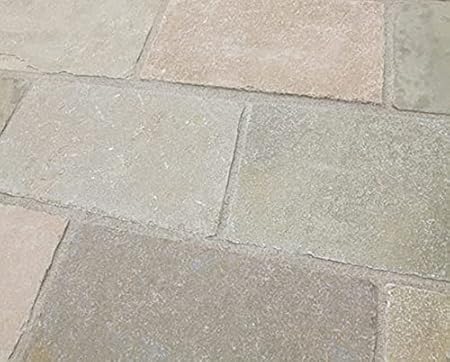 Amazon 敷石 平板 庭 石 置くだけ 敷く 石 ガーデニング 石材 フレンチベージュ 300 400角 mm厚 3枚 砂利