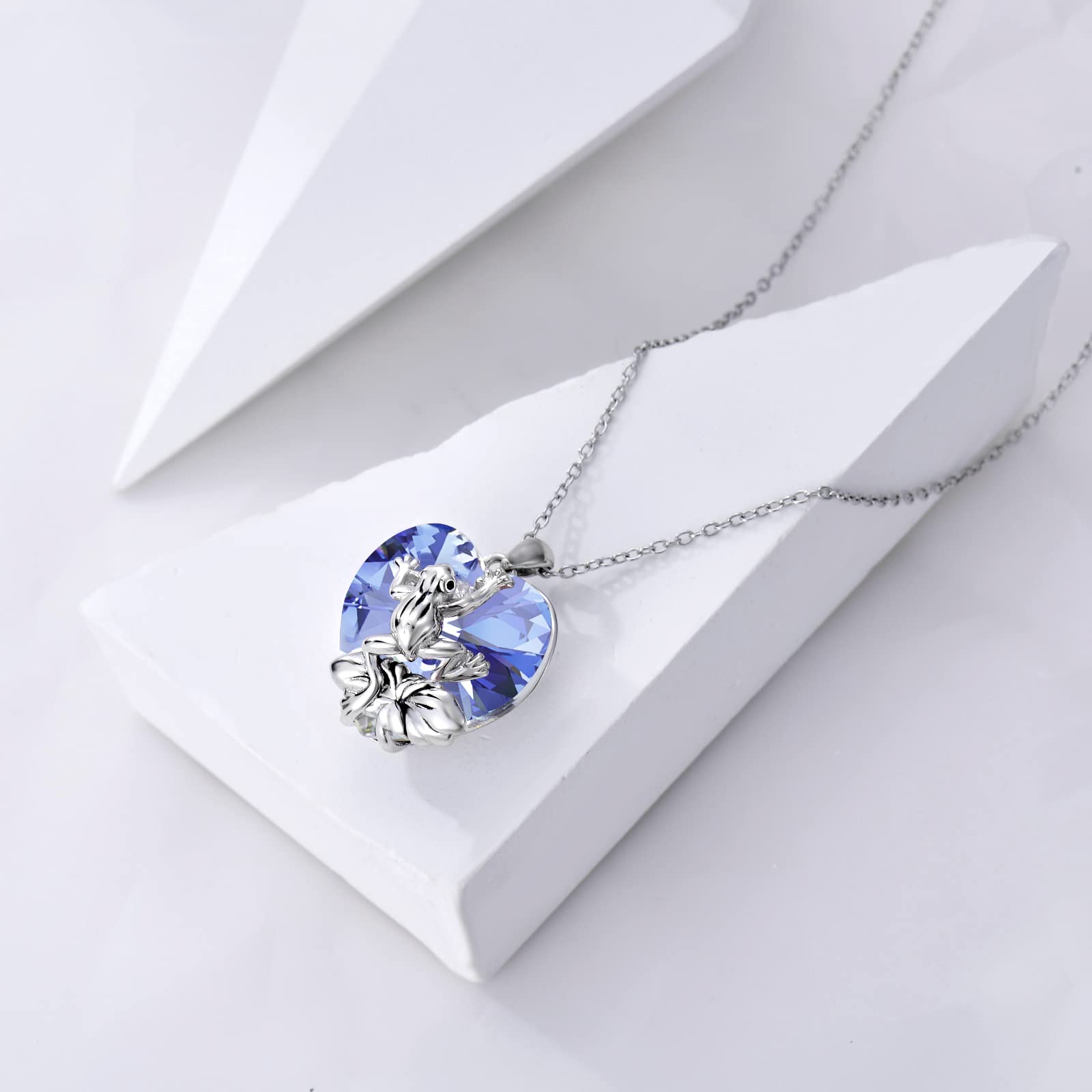 Collier grenouille en argent sterling avec pierre de naissance - Cadeau pour femme et fille