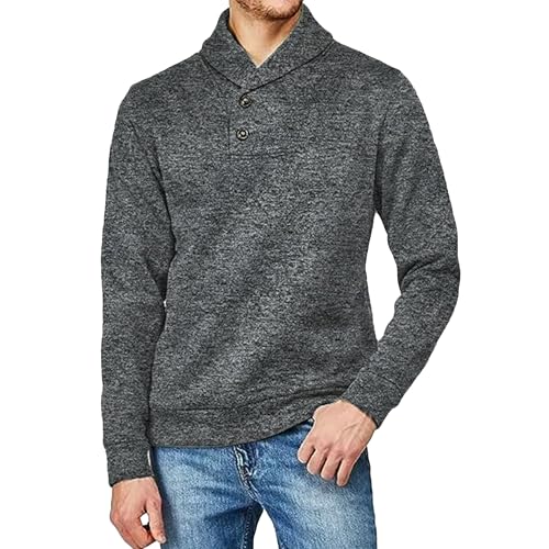 Suéter de cuello de chal para hombre en punto térmico de mezcla suave gris