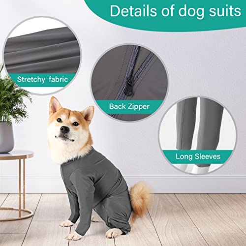 Image of Etdane Recovery Suit for Dogs Surgery Suit Female Spay Dog Surgical Recovery Suit Male Dog Onesie for Surgery Female Anti Licking Wounds Dog Shedding Suit Grey /X-Small