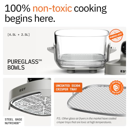 EDT Luma 4.5L + 2.5L Dual Bowl Air Fryer Oven Grey 4.5L + 2.5L - Image 3