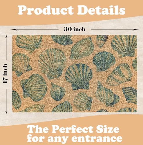 SPBL&L Beach Door Mat, Blue Coastal Seashell Welcome Doormat for Front Door Porch Entrance Indoor Outdoor Outside, Beach Welcome Mats, Coastal Ocean Bath Mat, 17x30 Inch - Image 3