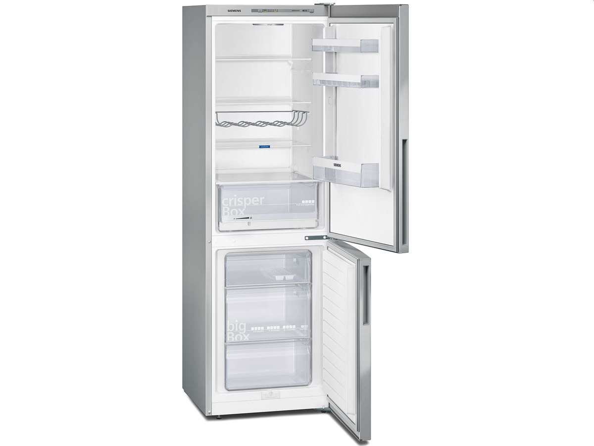 Siemens KG36VVL32 iQ300 Réfrigérateur-congélateur Efficacité énergétique A++ 186 cm de hauteur Consommation de 227 kWh/an Capacité du réfrigérateur : 215 l Capacité du congélateur : 94 l Aspect métal CrisperBox Régulateur d’humidité