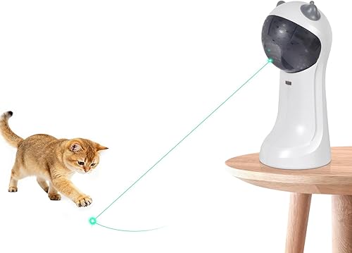 TBTeek Juguete para gatos activado por movimiento, luz verde, recargable, juguete automático para gatos con luz roja giratoria, 4 modos de velocidad