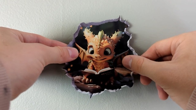 Vinilo Decorativo Dragón Lectura con Efecto 3D miniatura 7