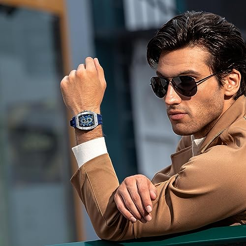 Image of TSAR BOMBA Men's Luxury Quartz Watch, Luminous Dial 5ATM Water Resistance Silicone Strap Men's Wristwatch Ideal Gift for Men