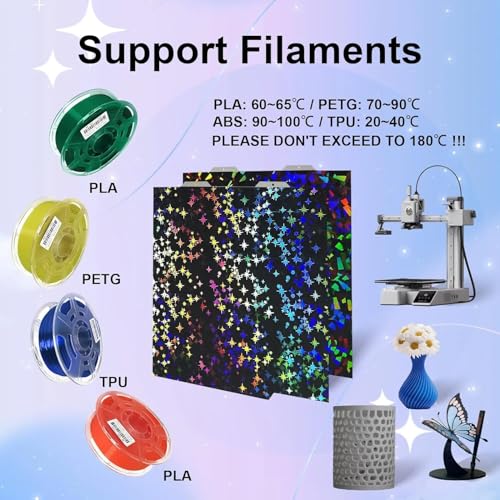 Image of IdeaFormer-3D Spring Steel Build Plate for Bambu Lab A1 Mini, Rainbow Confetti PEF+Galaxy PEY Double Sided Flexible Sheet, 184x184mm