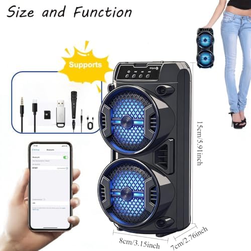 Portable Bluetooth Speaker Dual Driver Subwoofer RGB LED - 2