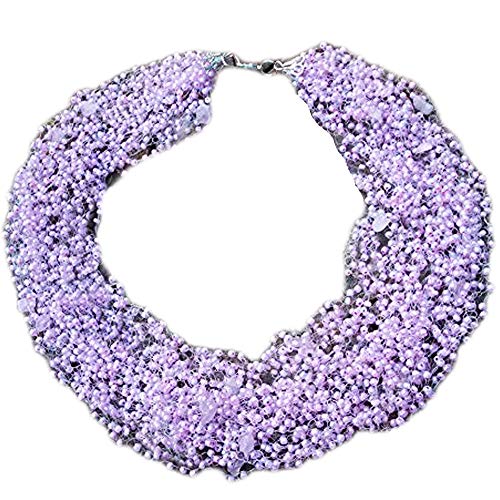 Handmade lavender multi strand necklace Bridesmaid gift for her Amethyst beadwork purple jewelry wedding