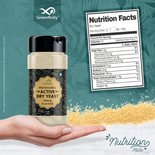 Image of GreenFinity Active Dry Yeast - Baker's Yeast for Bread, Pizza, Cake & Idli - 150 g (75 g x 2) - High Activity, Reliable Leavening, Fast Rise