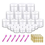 4OZ Slime Containers with Lids + 20 Gram Round Samples Jars (Set of 24)- Empty Small Plastic Containers with Lids for Lip Scrub, Body Butters, Cream, Slime, Craft Storage