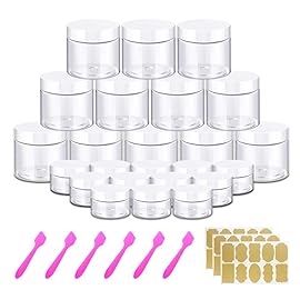4OZ Slime Containers with Lids + 20 Gram Round Samples Jars (Set of 24)- Empty Small Plastic Containers with Lids for Lip Scrub, Body Butters, Cream, Slime, Craft Storage