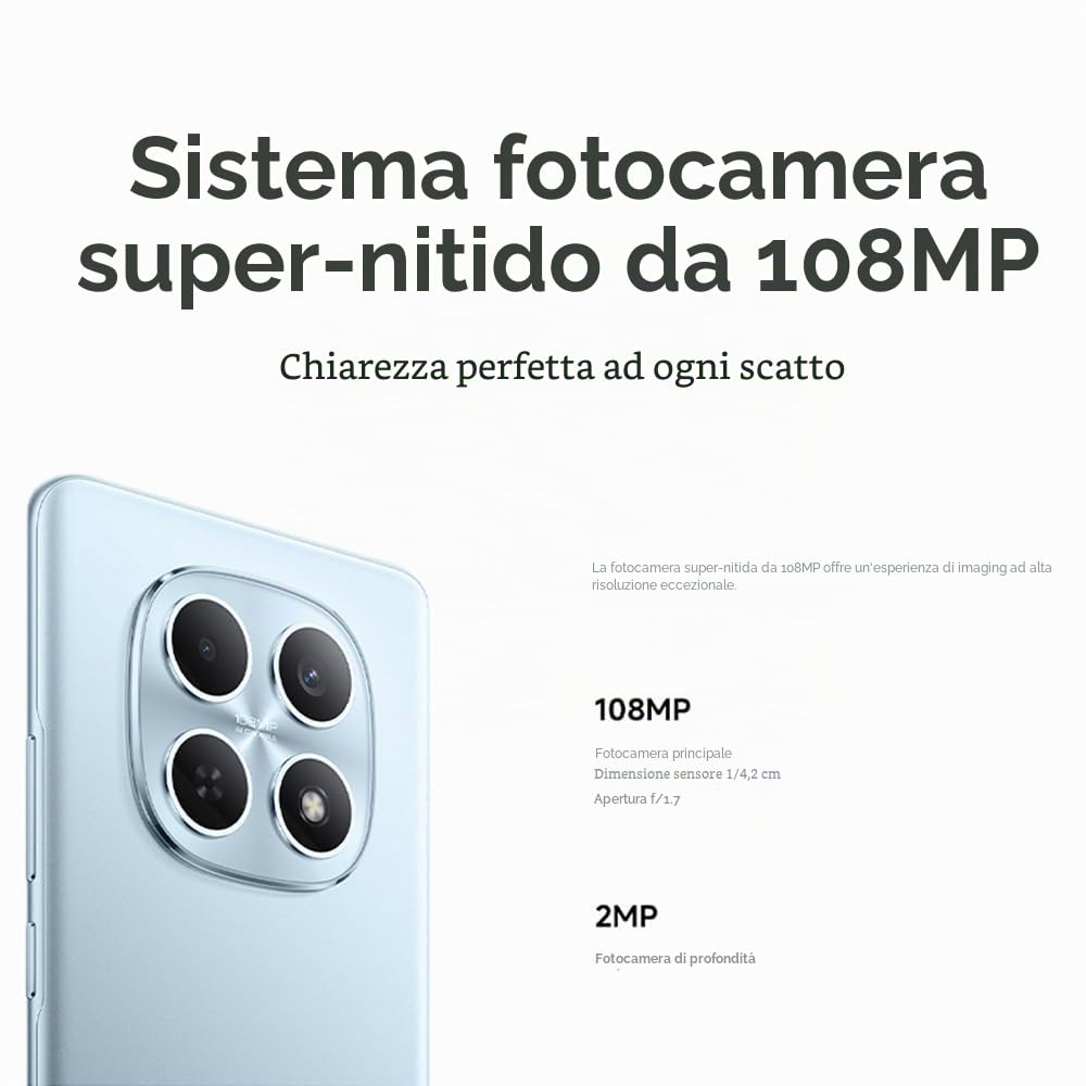 XIAOMI REDMI Note 15 8 GB + 256 GB, Smartphone AMOLED 6,77 pollici 120 Hz, MTK G100-Ultra, 108 MP + 20 MP, 6000 mAh, Turbo Charge 33 W, nero (senza caricatore incluso)