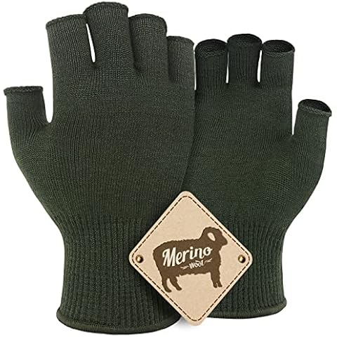 Migliore Wear Merino Wool Gloves, TOUCHSCREEN Thermal Glove Liners, Fingerless Ski Glove Liner for Cold Weather, Elastic Winter Gloves for Cycling, Running, Hiking, Driving, Gym(Green S/M) Cover