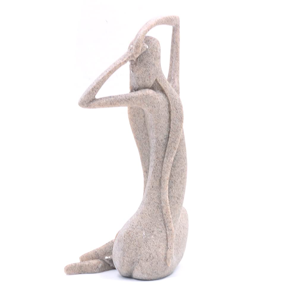 Statua in resina di arenaria astratta a pelo lungo scultura di bellezza piccola arte da tavolo donna statuetta per casa ufficio libreria arredamento