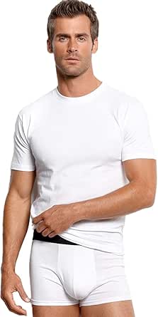 Stafford Blended Cotton White Crew Neck Shirts 3-Pack (Medium