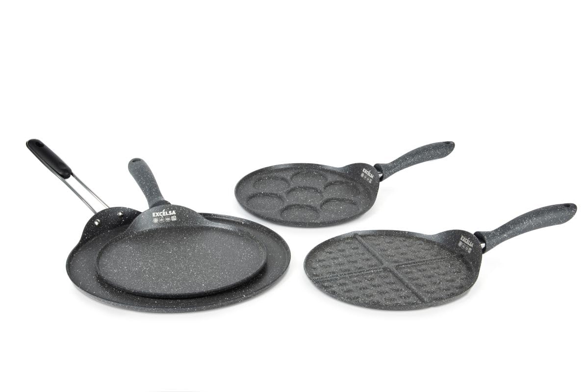 Excelsa Disco Cook Piastra Multiuso, Antiaderente, 34 cm, Alluminio Forgiato, Manico in Acciaio