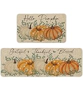 Artoid ModeOrange Maple Leaves Happy Fall Y'all Kitchen Mats Set of 2, Thanksgiving Home Decor Lo...