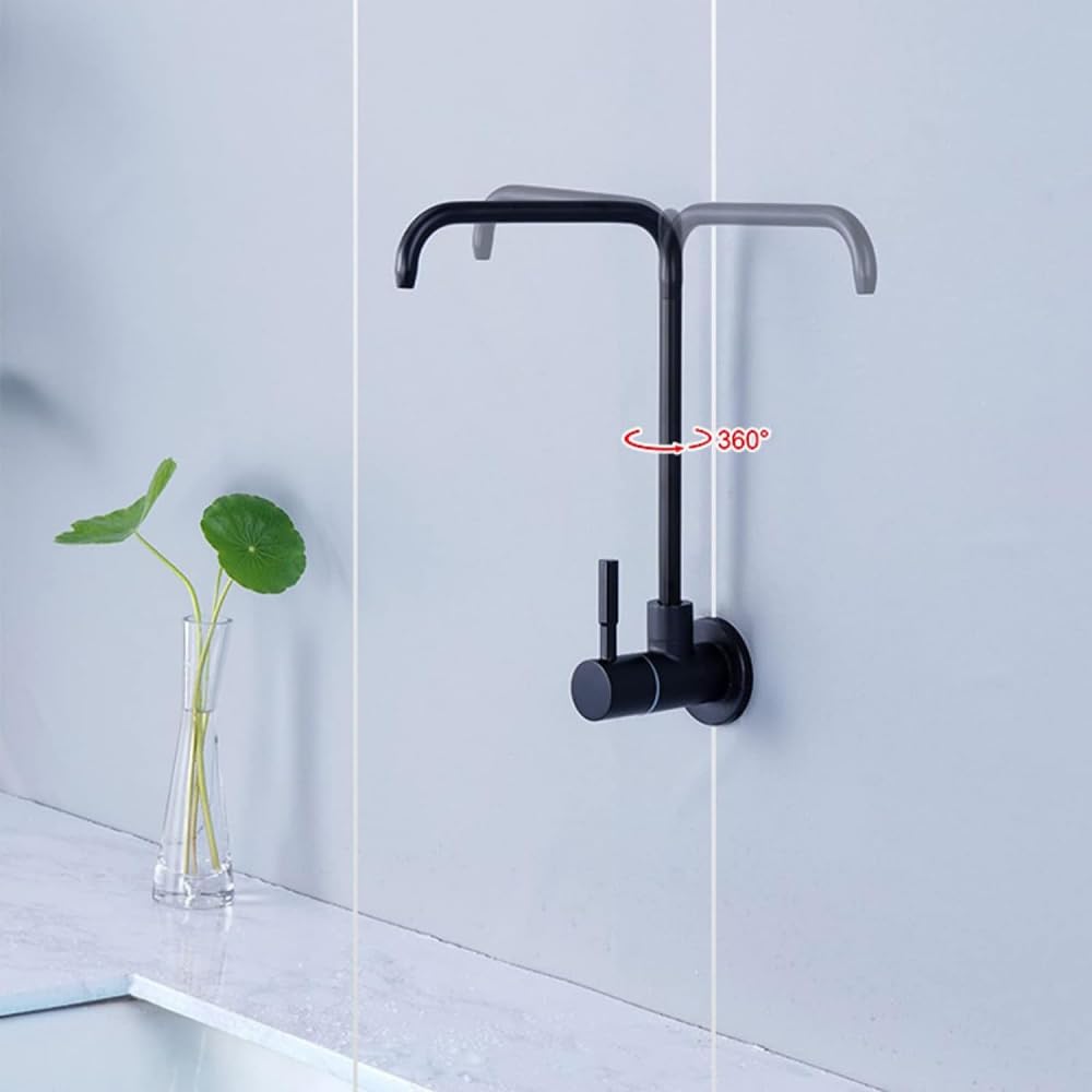 Grifo de Cocina con Filtro de Agua, Grifo de ósmosis inversa de un Solo Orificio, Grifo de Fregadero de Acero Inoxidable para Montaje en Pared, Color Negro (Negro)
