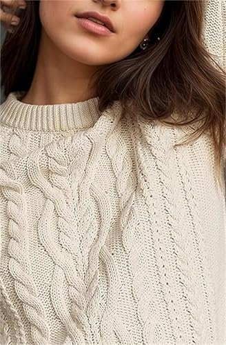 Women Crewneck Cable Knit Sweater Mini Dress, Crew Neck Long Sleeve Patchwork Pleated Pullovers Patchwork2