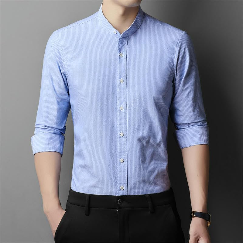 Camisa de manga larga azul para hombre que busca comodidad sin perder elegancia 4