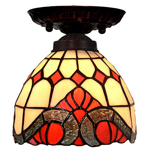 Vidrieras Iluminación De Techo Pantalla De Estilo Barroco Lámpara De Techo Tiffany Lámpara De Balcón Lámpara