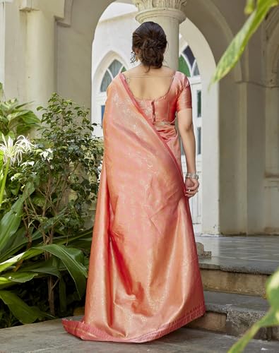 Image of Yashika Women's Trendy Pure Banarasi Kanjivaram Saree with Blouse Material