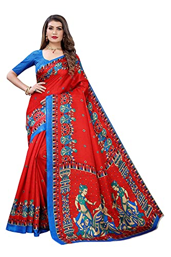 Sari indien en soie imprimée rouge BRACOP robe de mariée ethnique avec chemisier